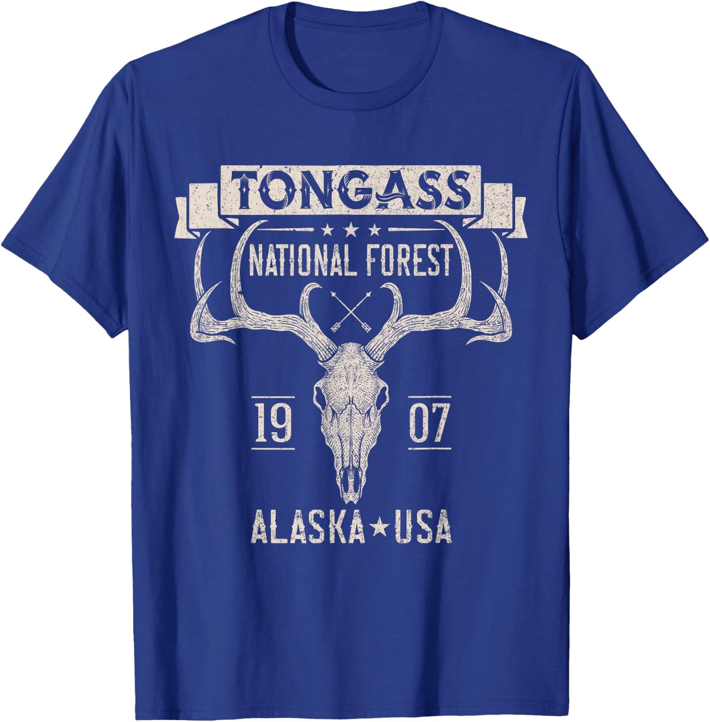 Tongass National Forest Alaska Elk Hiking Trails Souvenir T-Shirt - T-Shirt | Royal