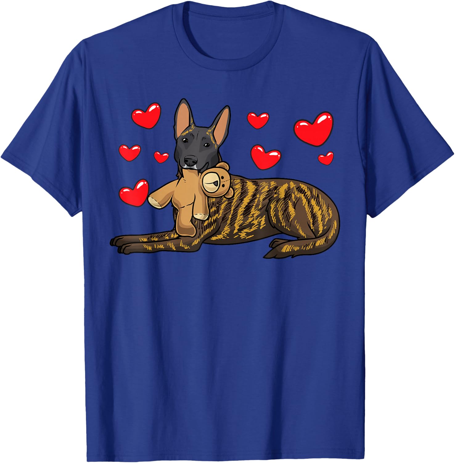 Hollandse Herdershond Dog with Cuddly Toy and Many Hearts T-Shirt - T-Shirt | Royal