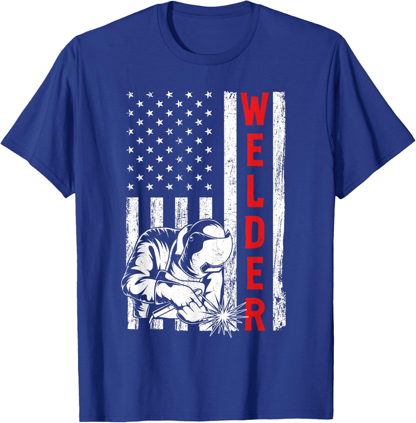 Welder USA American Flag Metalworking Welding Weld T-Shirt - T-Shirt | Royal