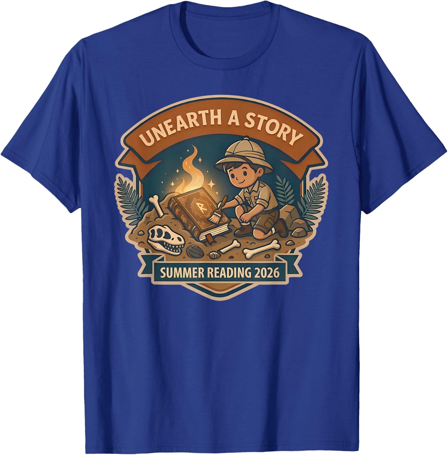 Unearth A Story Summer Reading 2026 Cute Archeologist Cool T-Shirt - T-Shirt | Royal