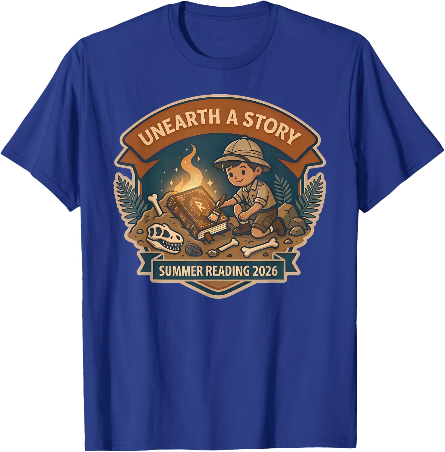 Unearth A Story Summer Reading 2026 Cute Archeologist Cool T-Shirt - T-Shirt | Royal