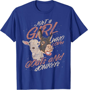 Just A Girl Who Loves Goats And Donkeys Farm Animal Goat T-Shirt - T-Shirt | Royal
