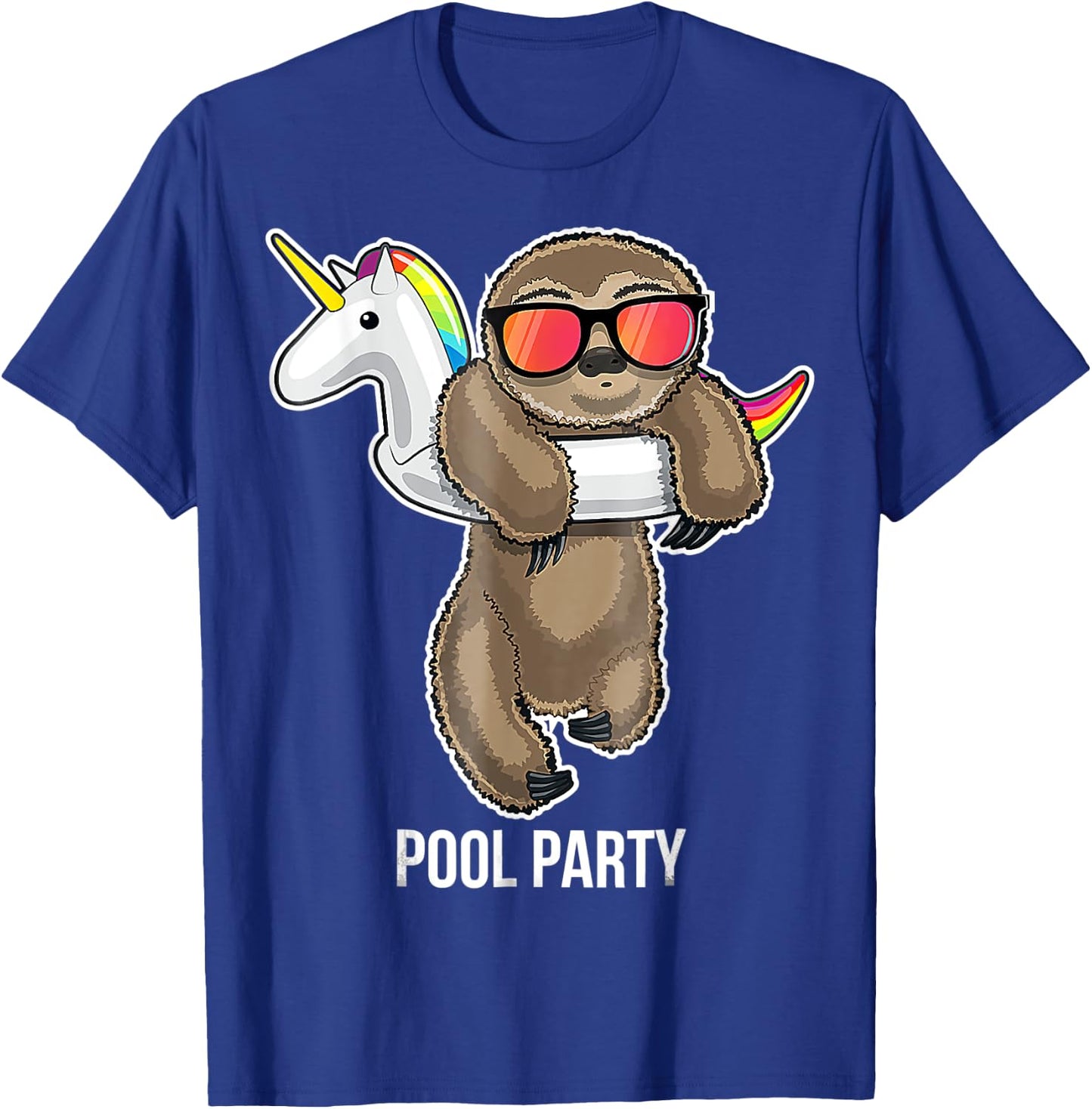 Pool Party Sloth Unicorn Float Funny Sloth Gifts T-Shirt - T-Shirt | Royal