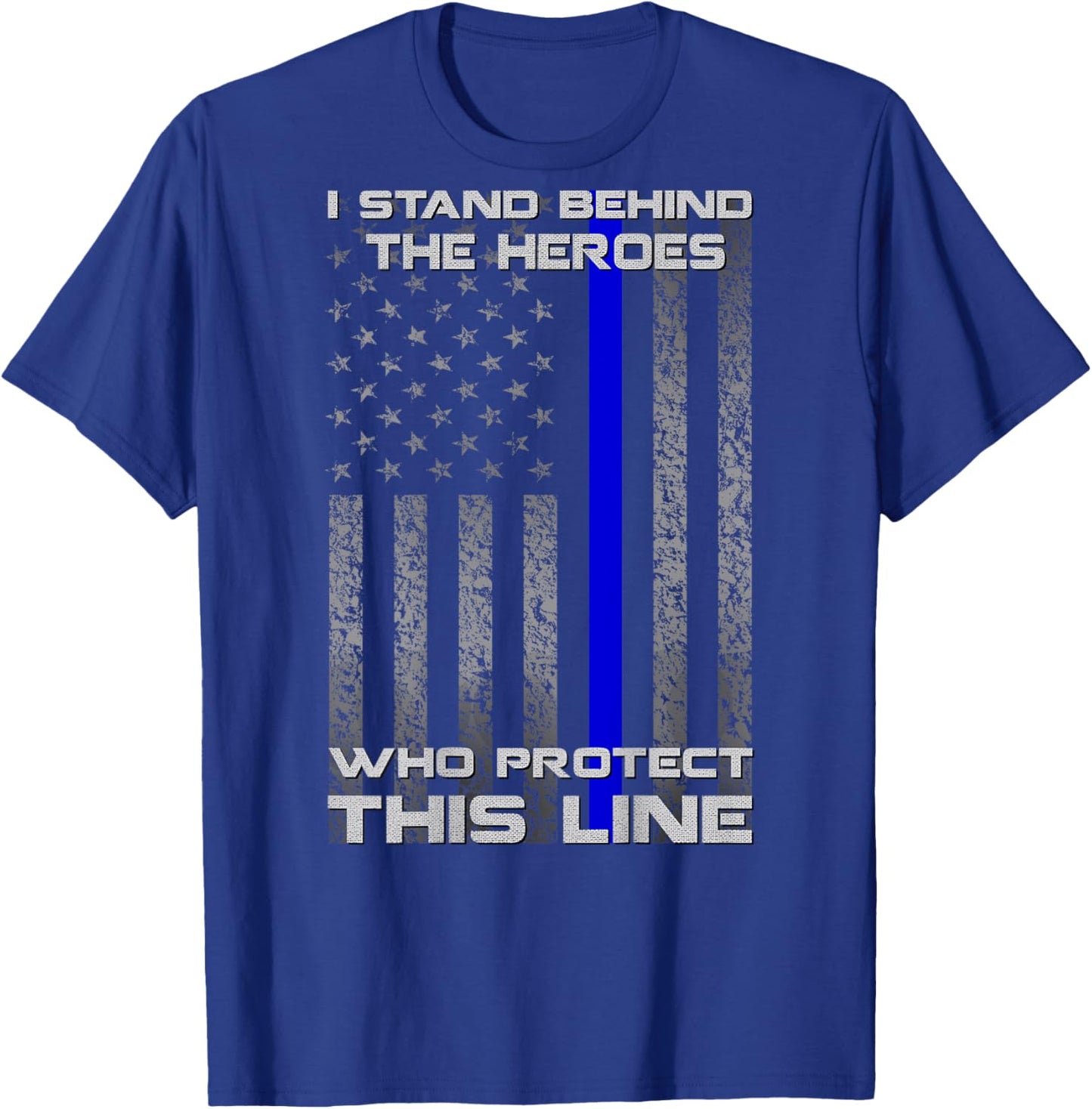 Thin Blue Line Flag Police Hero Law Enforcement Support T-Shirt - T-Shirt | Royal