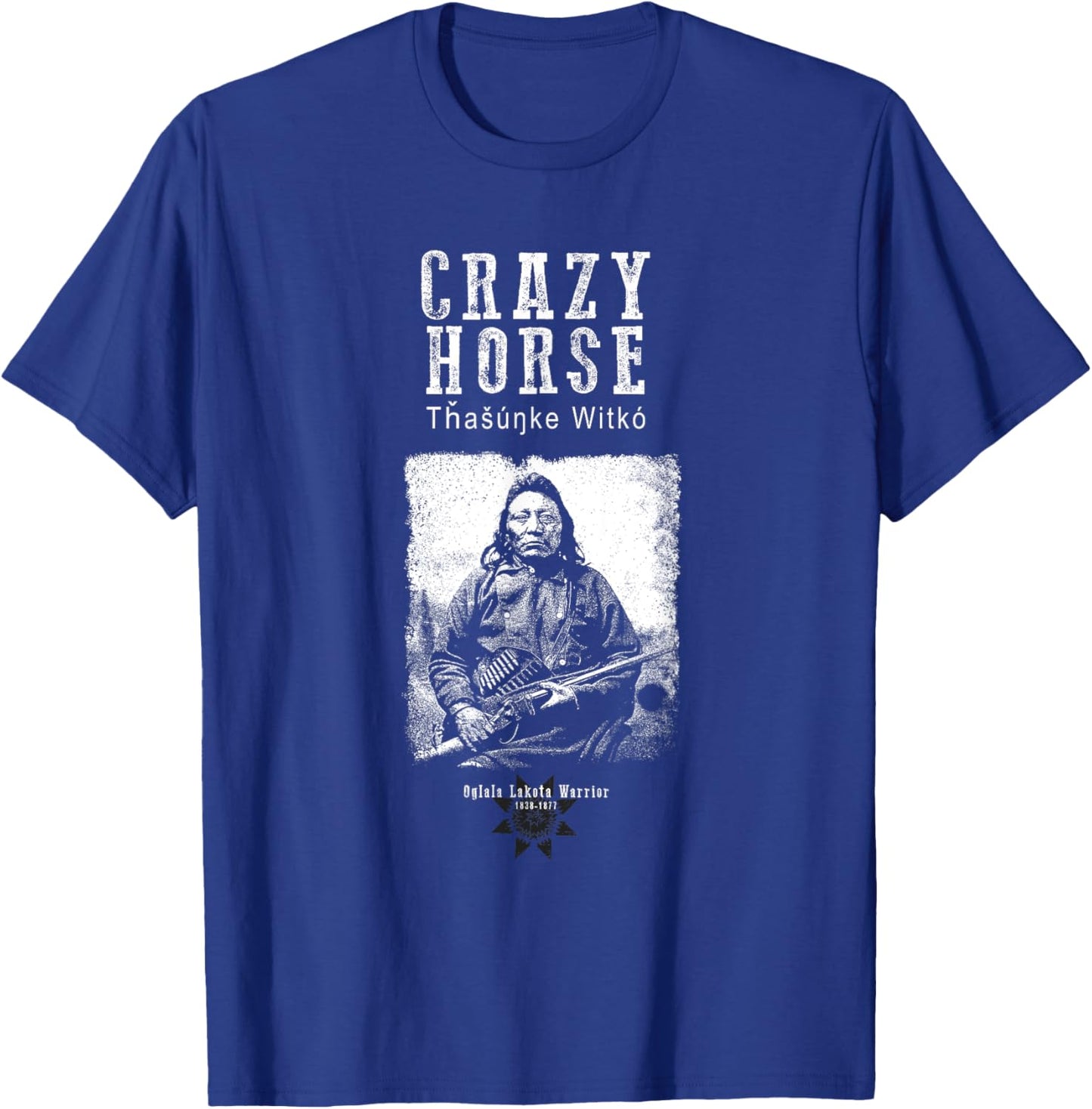 Tfantasy Men's Crazy Horse Lakota Chief Warrior Sioux American Indian - Black - Small T-Shirt - T-Shirt | Royal