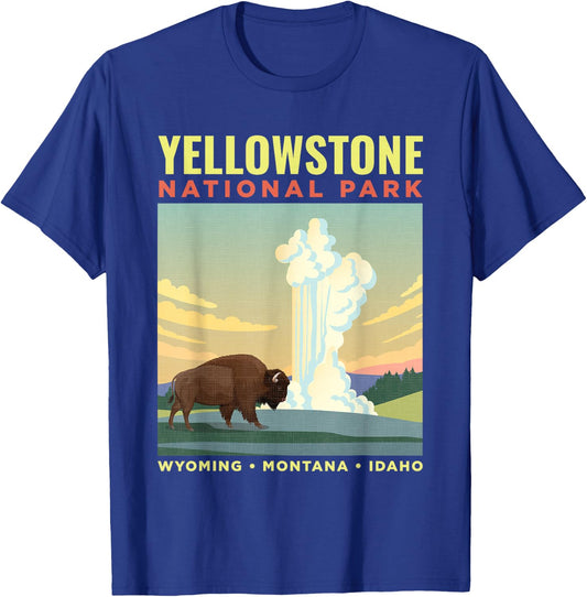 Yellowstone US National Park Bison Vintage Gift T-Shirt - T-Shirt | Royal