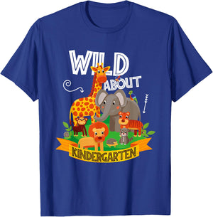 Wild About Kindergarten Funny Preschool Zoo T-Shirt - T-Shirt | Royal