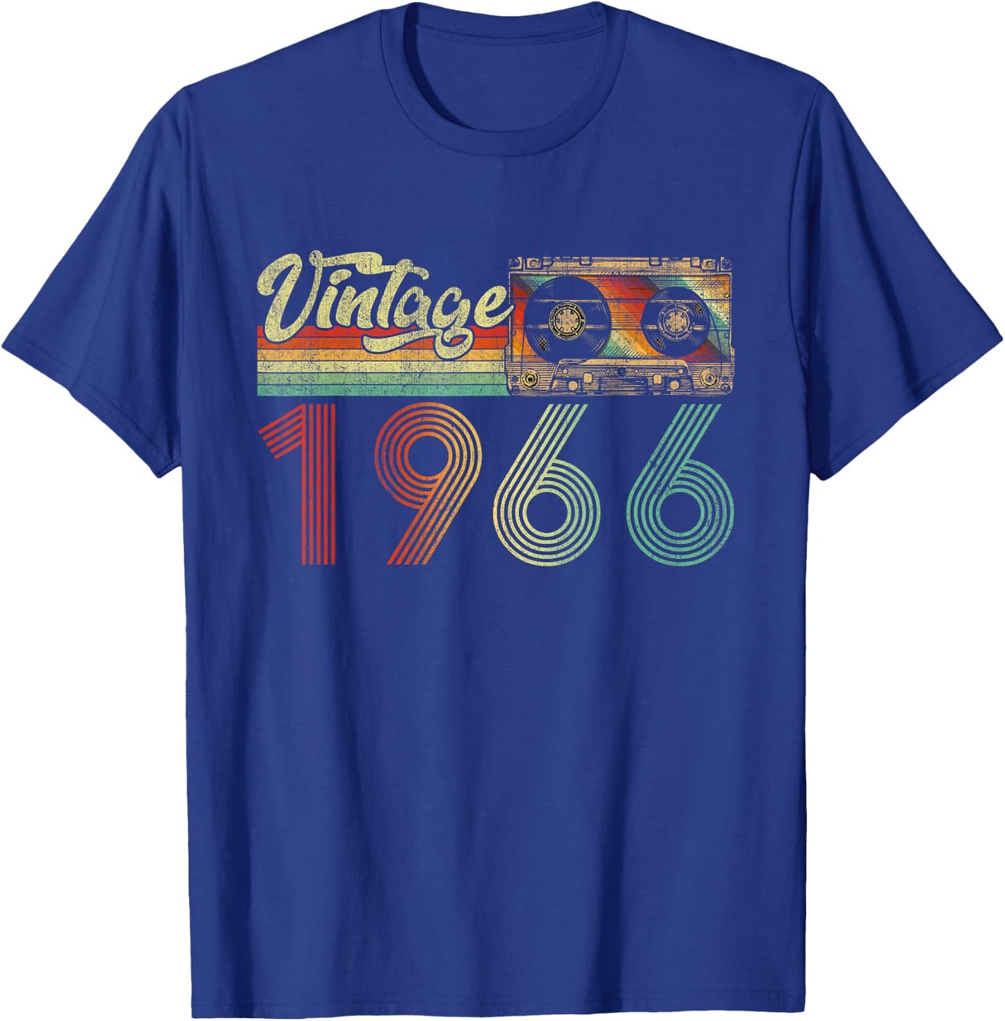 Vintage 1966 Cassette Tape 60th Birthday Gifts 60 Years Old T-Shirt - T-Shirt | Royal