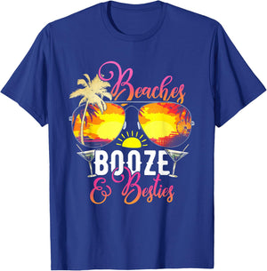 Weekend Trip Friends Beaches Booze & Besties Vacation Beach T-Shirt - T-Shirt | Royal