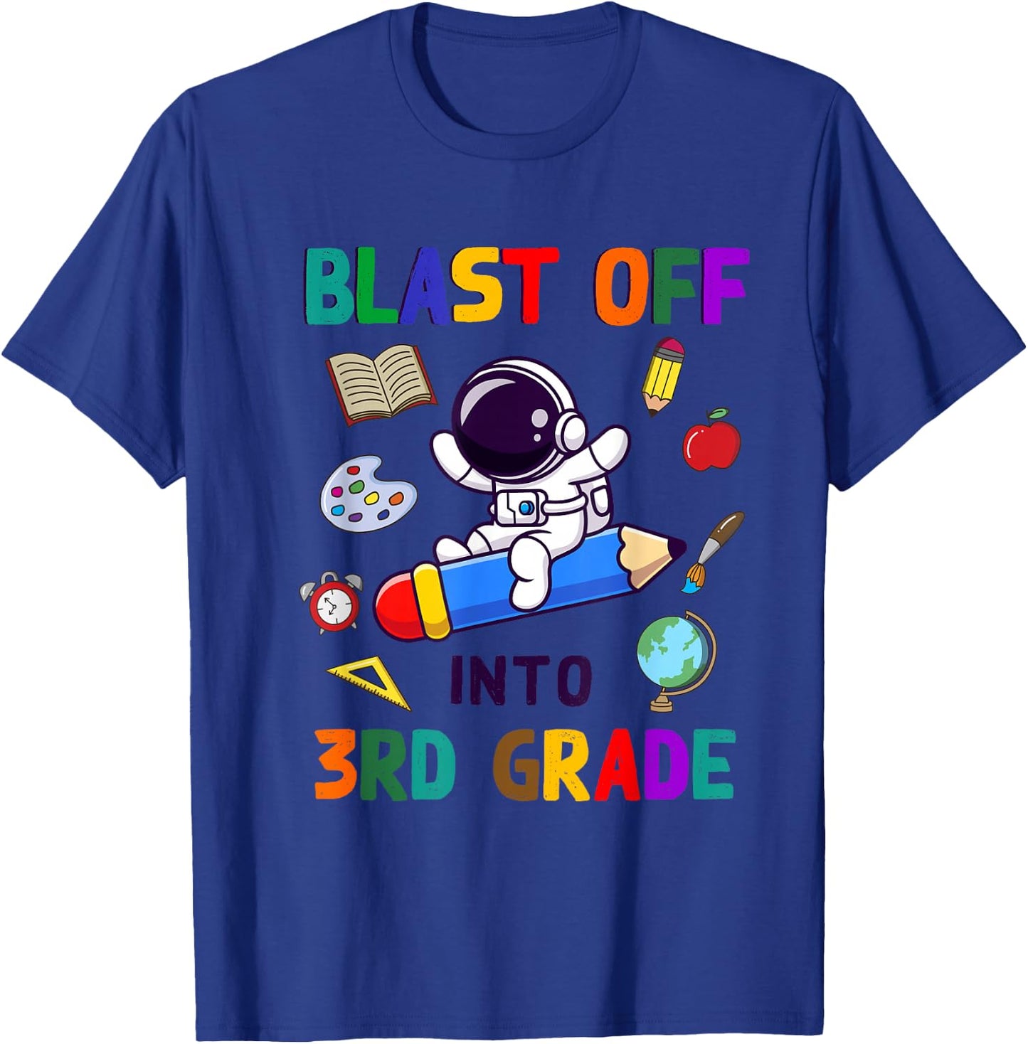 Blast Off Into 3rd Grade Astronaut Back To School Kid T-Shirt - T-Shirt | Royal