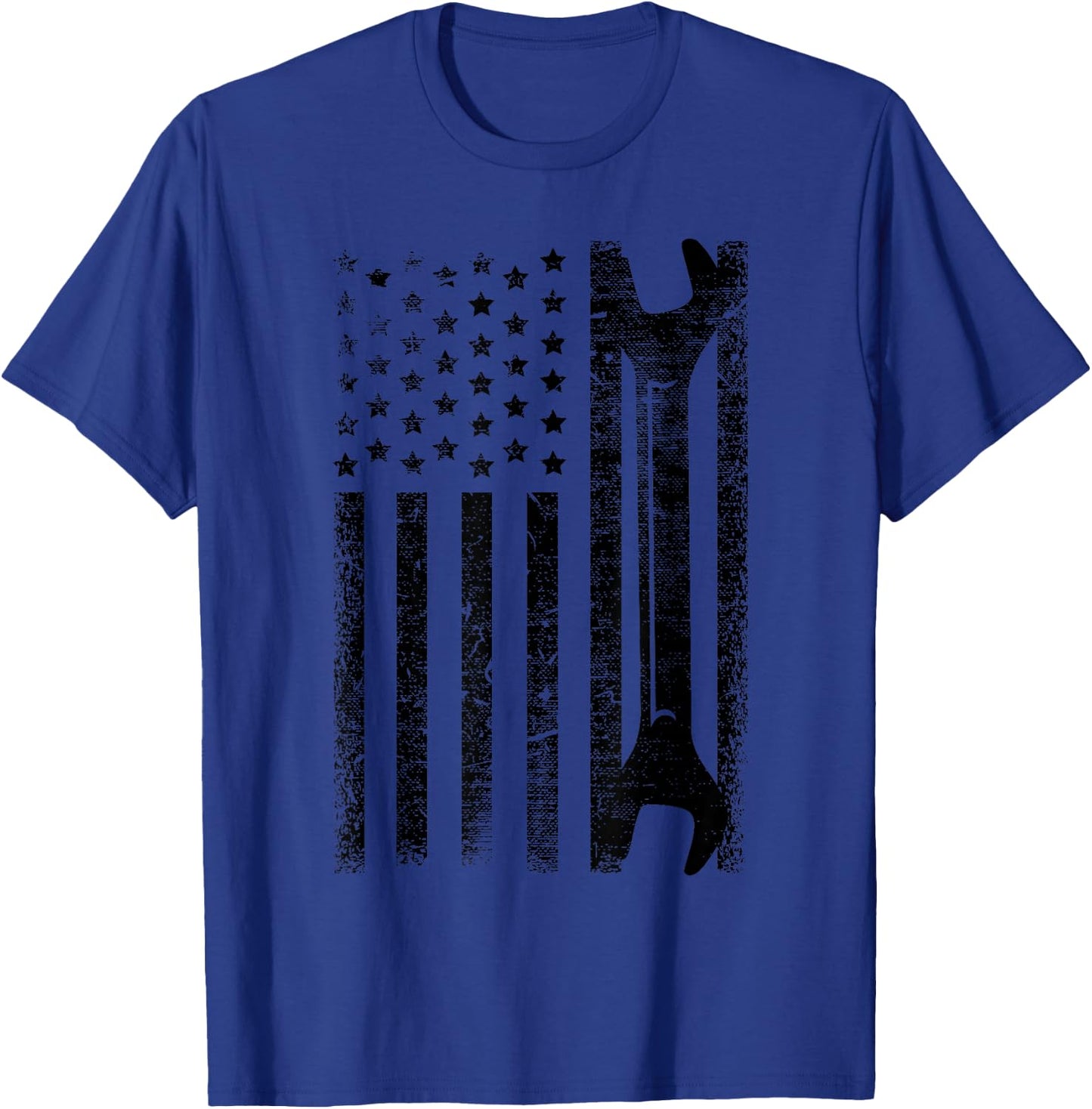 Funny Vintage Mechanic Distressed American Flag Gift T-Shirt - T-Shirt | Royal