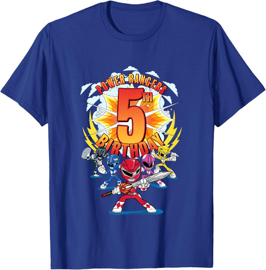 Kids Power Rangers 5th Birthday Power Pose Group T-Shirt - T-Shirt | Royal