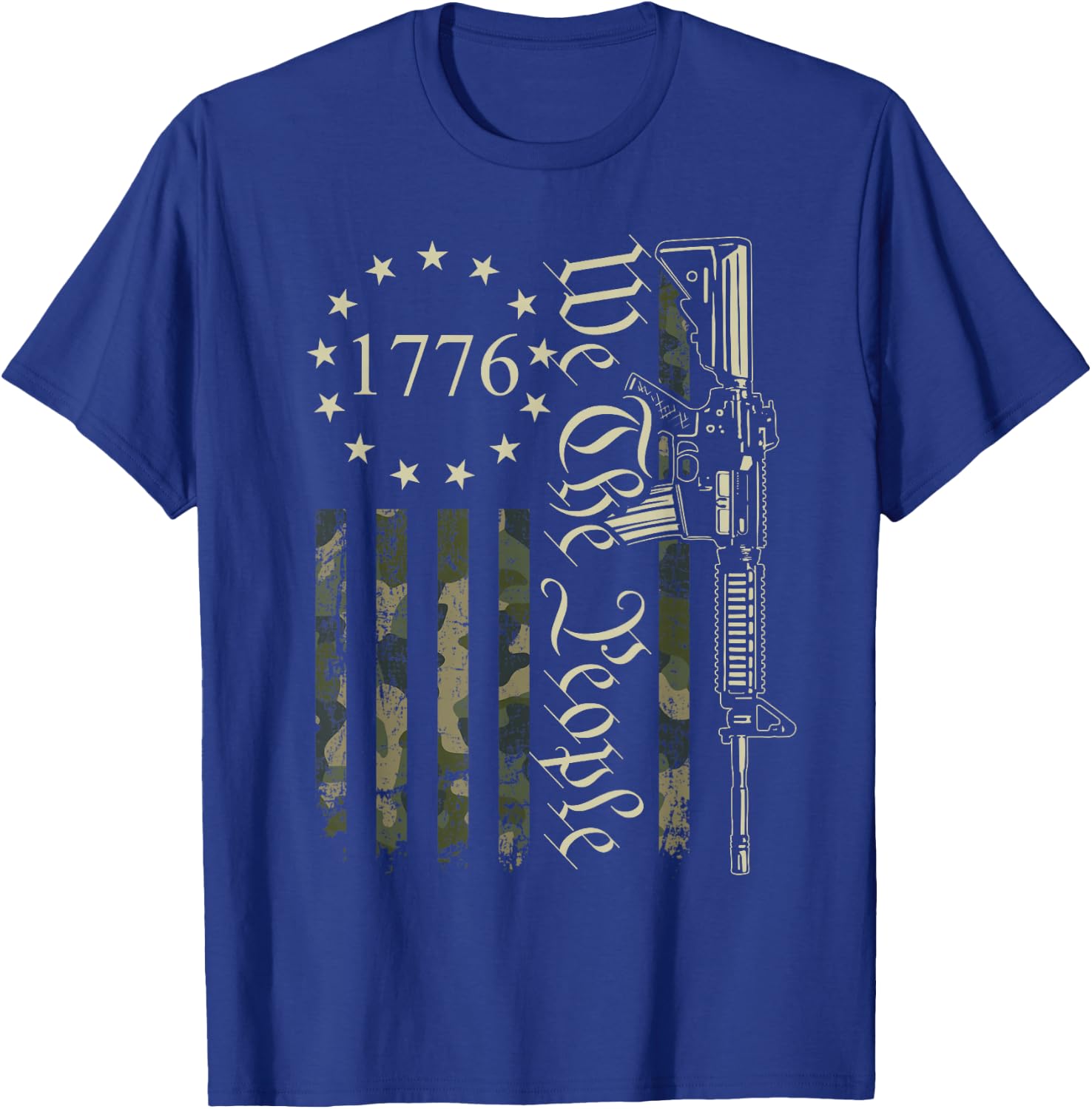 We The People - Funny Camo AR15 Military Pro Gun USA Flag T-Shirt - T-Shirt | Royal