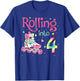 4th Bday Rolling Into 4 Birthday Girl Roller Skate Party T-Shirt - T-Shirt | Royal