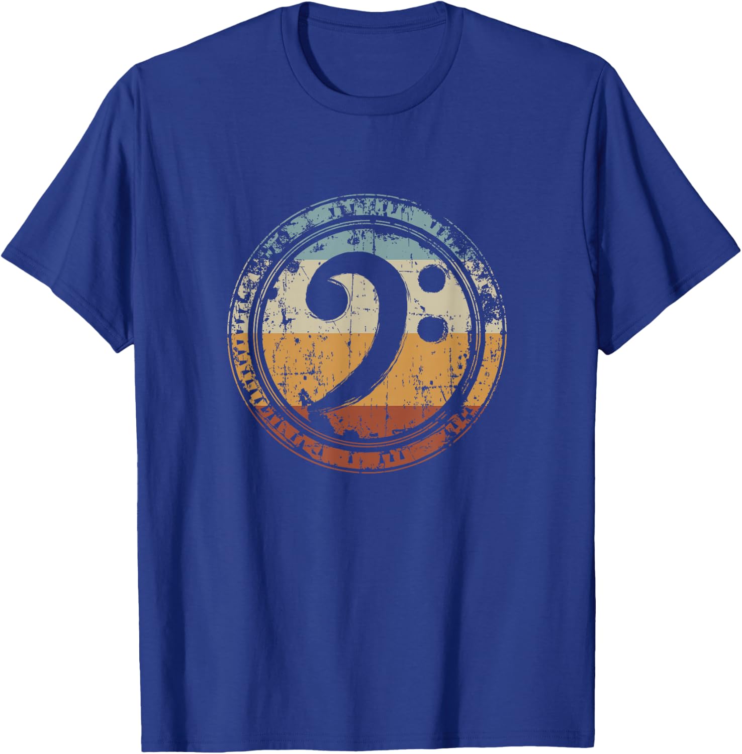 Vintage Bass Clef Gift Bass Guitar Player Bassist T-Shirt - T-Shirt | Royal