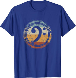 Vintage Bass Clef Gift Bass Guitar Player Bassist T-Shirt - T-Shirt | Royal
