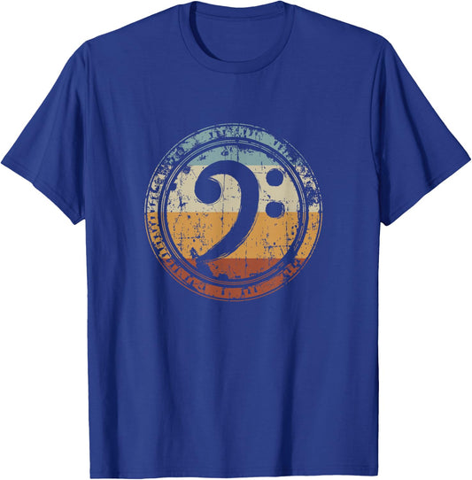 Vintage Bass Clef Gift Bass Guitar Player Bassist T-Shirt - T-Shirt | Royal