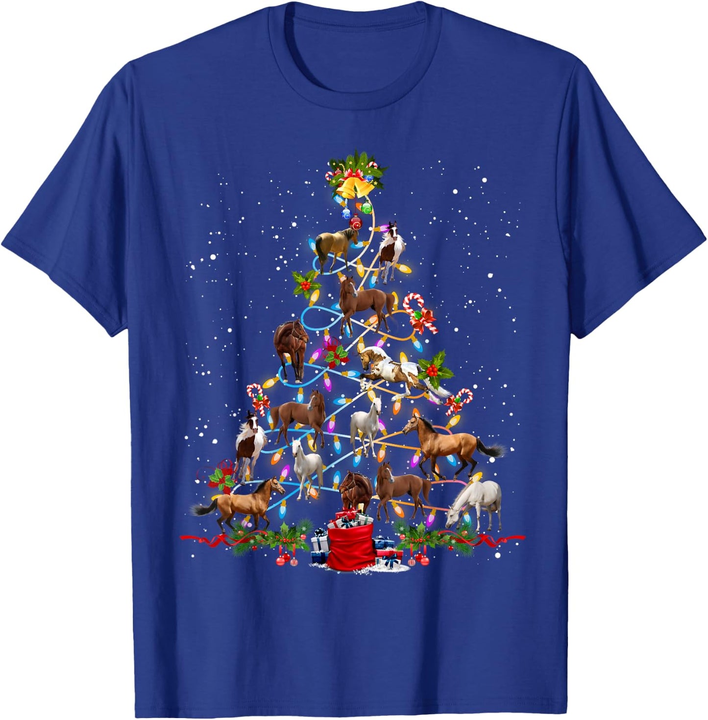 Horse Christmas Tree Xmas Ornament Decor Horse T-Shirt - T-Shirt | Royal