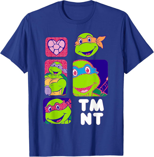 TMNT Heads with Pink Glitter Text T-Shirt - T-Shirt | Royal