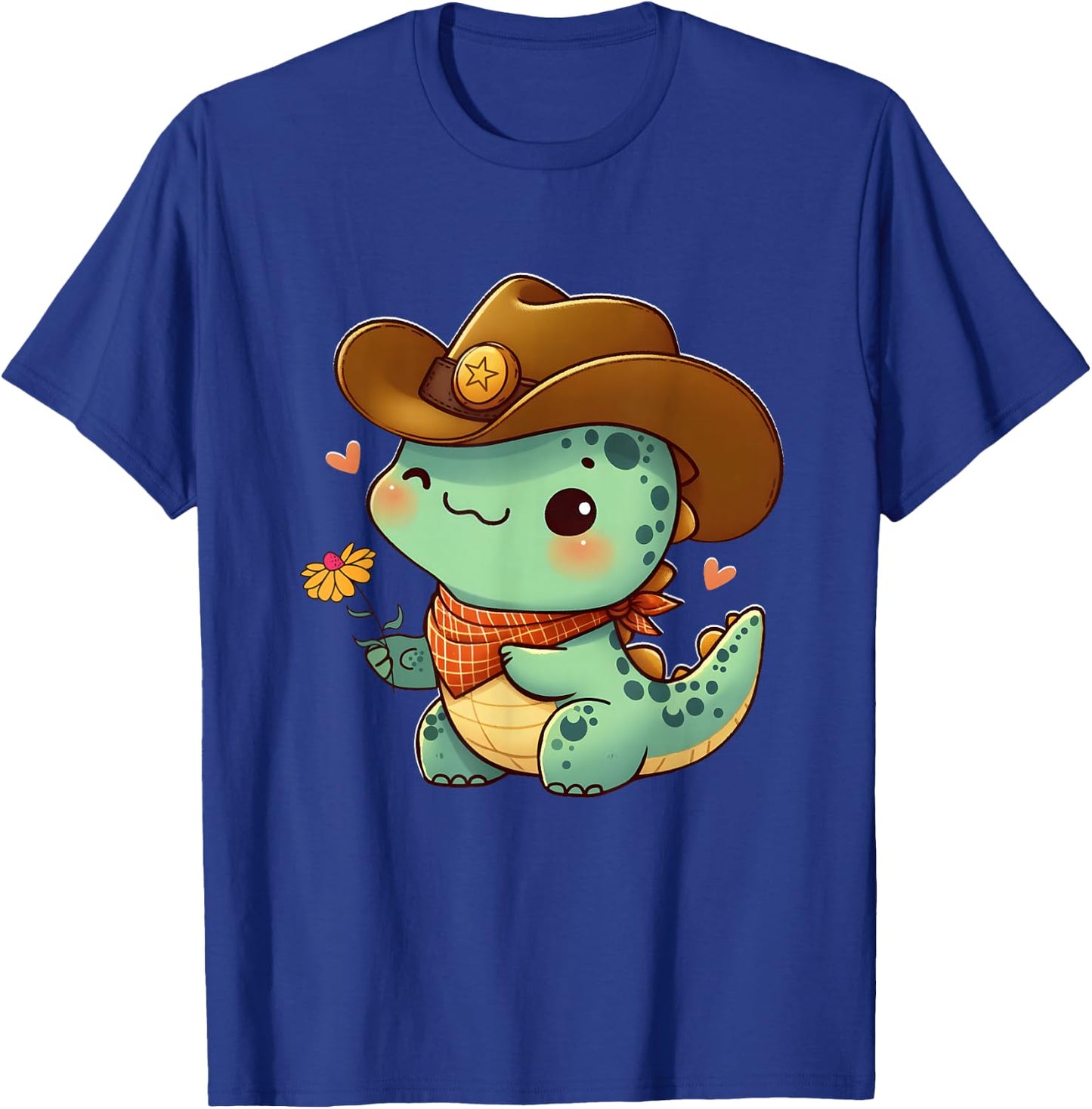 Cute Dino Sheriff Costume Cowboy Western Rodeo Dino Dinosaur T-Shirt - T-Shirt | Royal