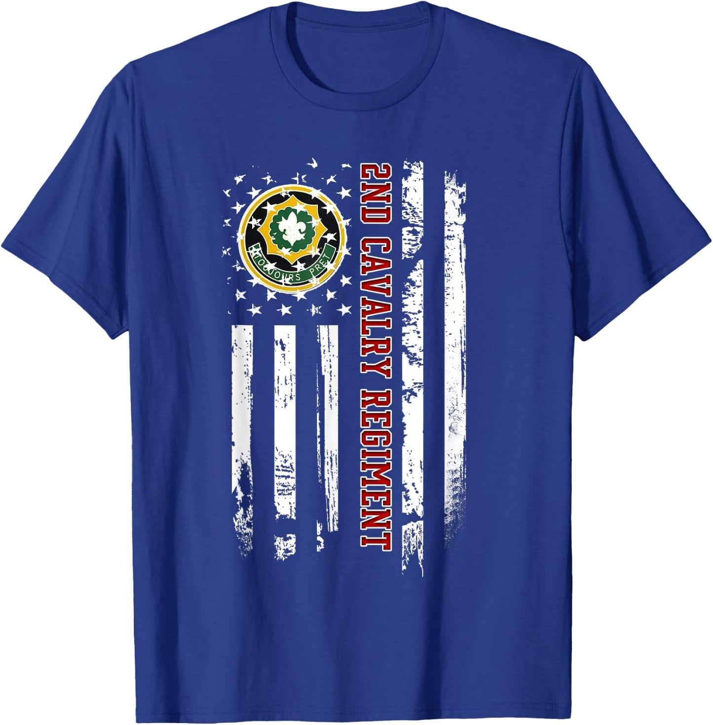 2nd Cavalry Regiment Veteran American Flag Veterans Day Xmas T-Shirt - T-Shirt | Royal