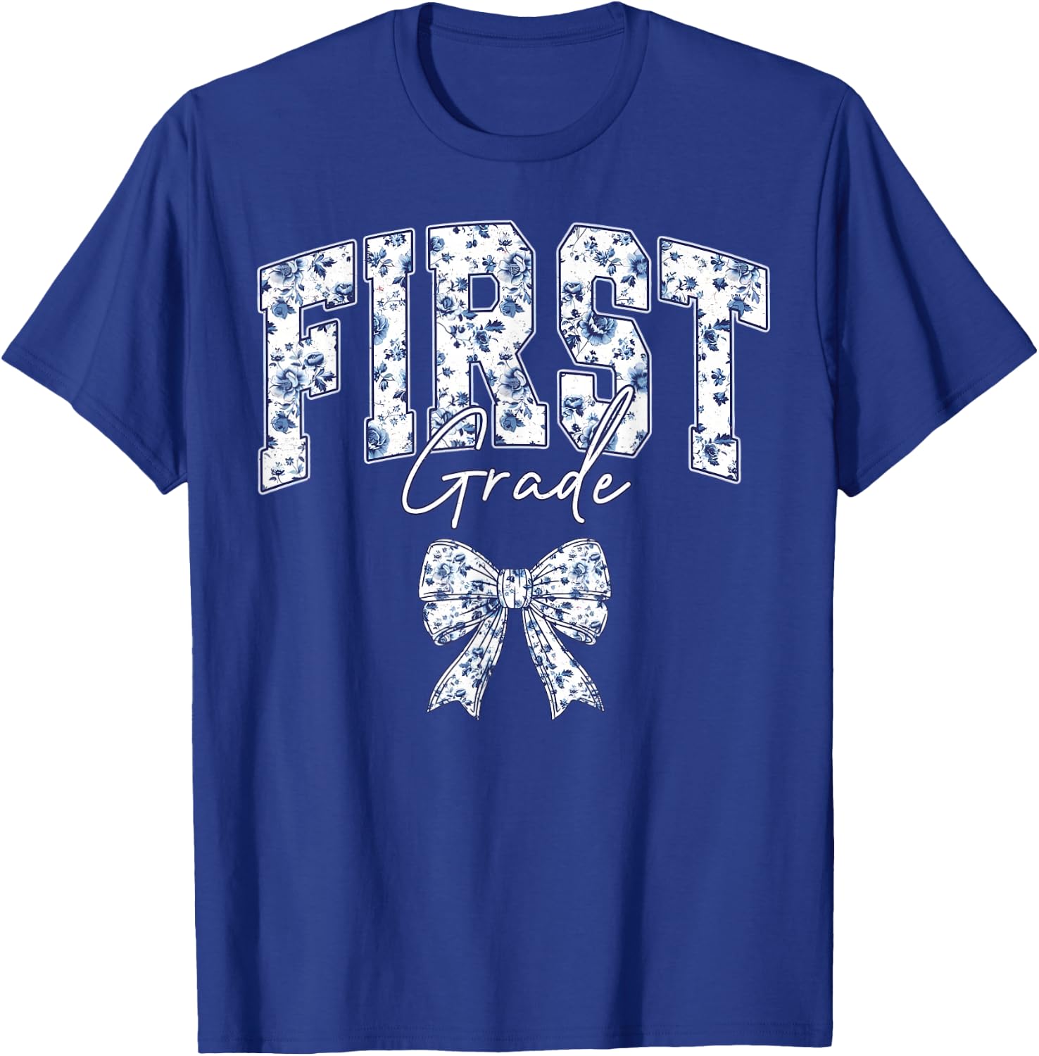 Floral First Grade Teacher Coquette 1st Grade Back to School T-Shirt - T-Shirt | Royal