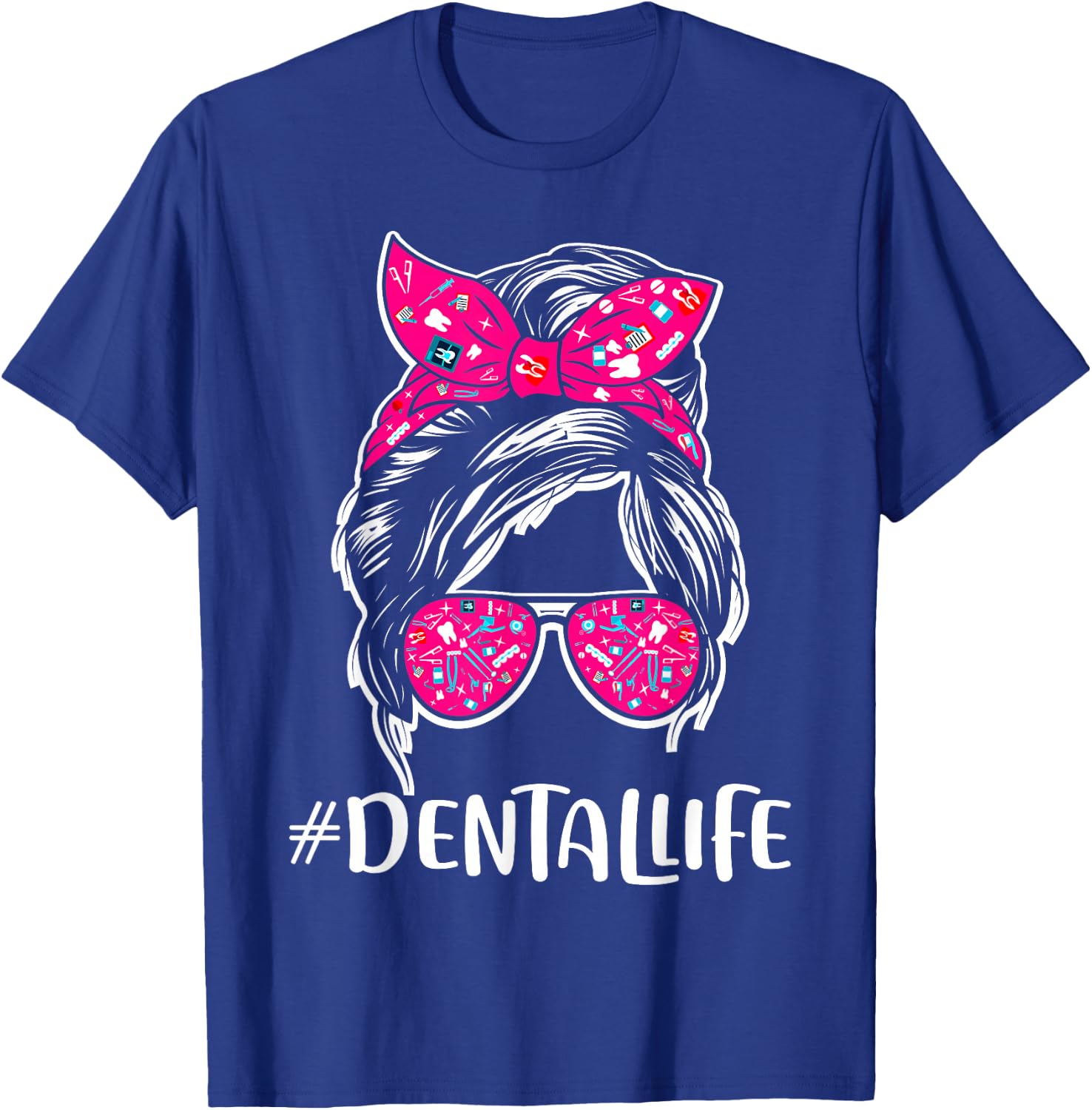 Messy Bun Busy Dental Life Dentist Gifts T-Shirt - T-Shirt | Royal