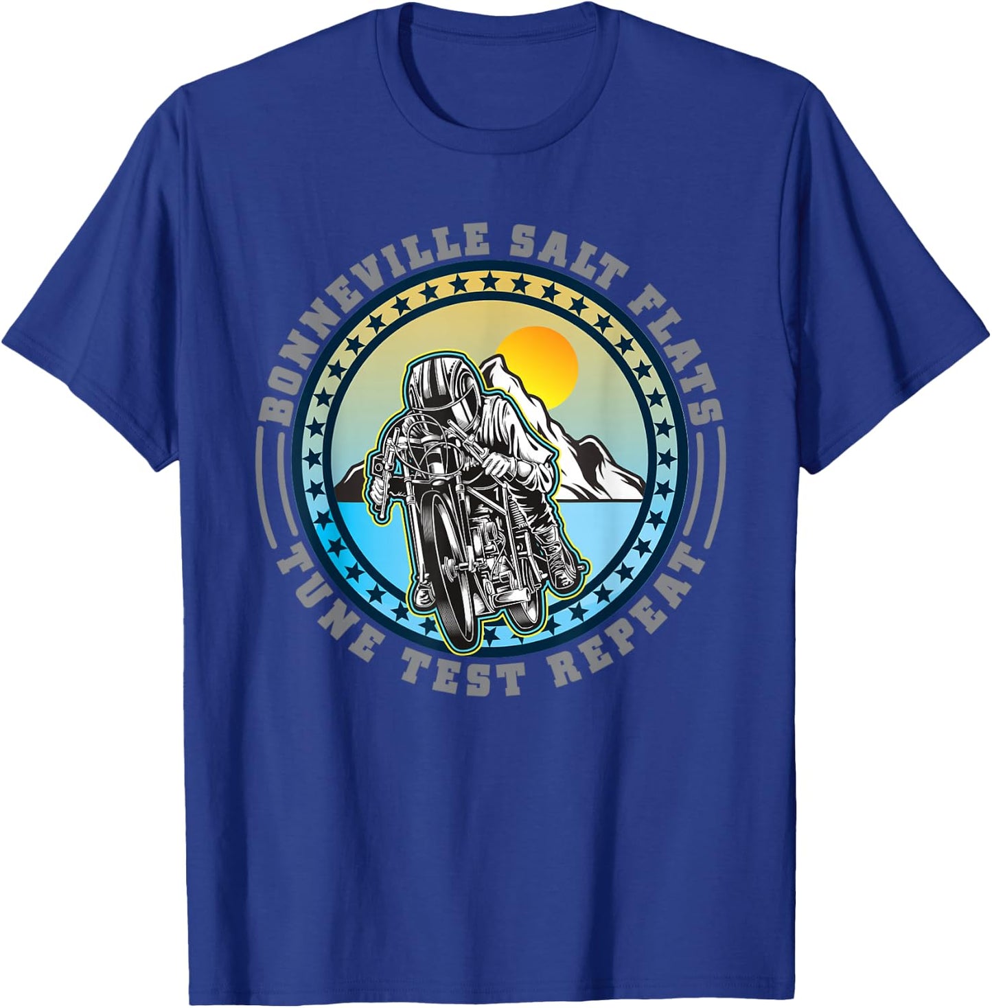 Bonneville Salt Flats Vintage Retro Motorcycle Rider T-Shirt - T-Shirt | Royal