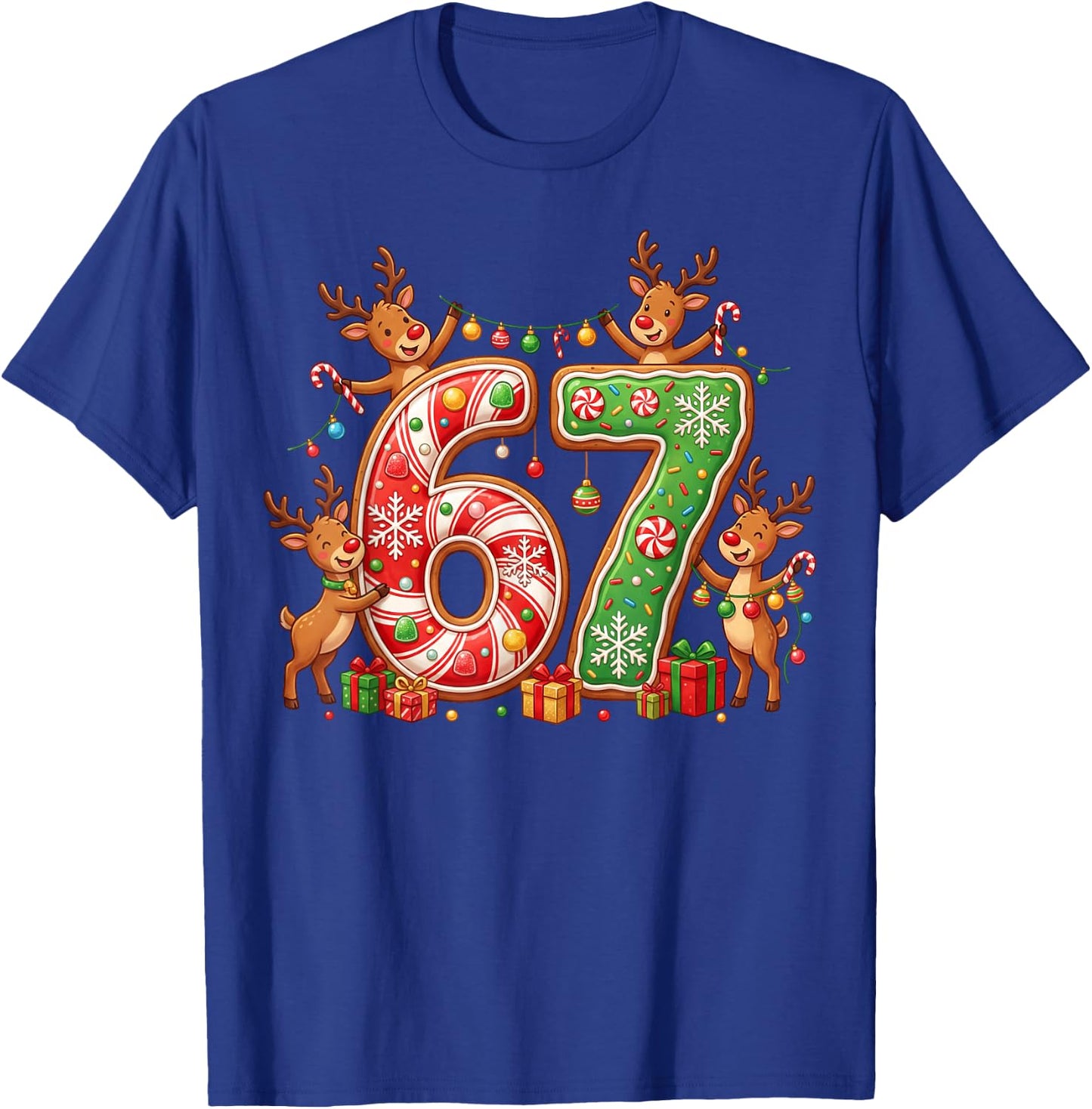 Christmas 67 Funny Xmas Six Seven Ugly Sweater 6-7 T-Shirt - T-Shirt | Royal