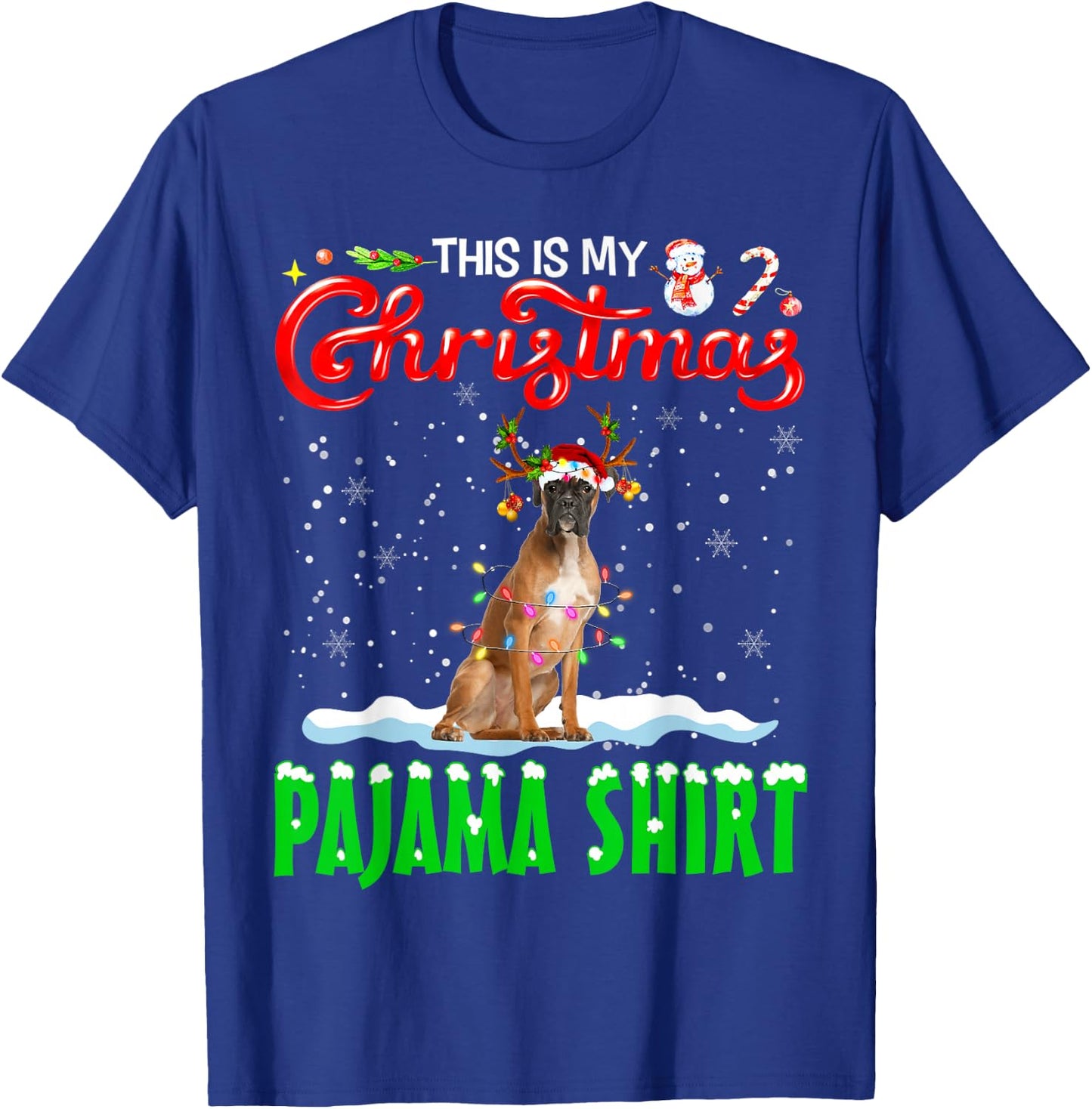 This Is My Christmas Pajama Shirt Boxer Christmas Dog T-Shirt - T-Shirt | Royal