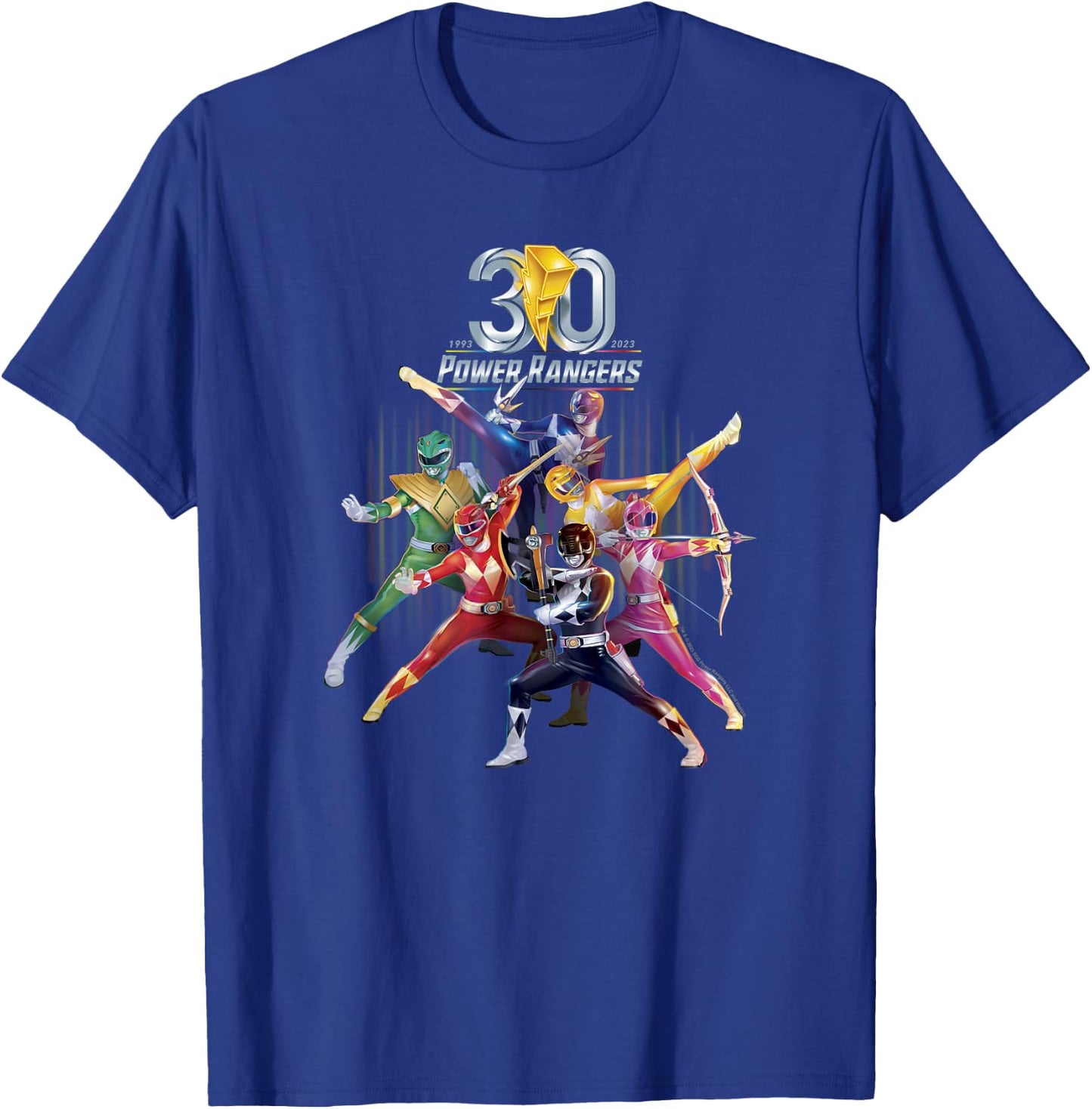 Power Rangers 30th Anniversary Mighty Morphin Vintage Poster Small T-Shirt - T-Shirt | Royal