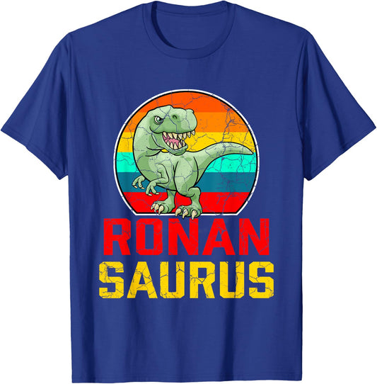 Ronan Saurus Family Reunion Last Name Team Funny Custom T-Shirt - T-Shirt | Royal