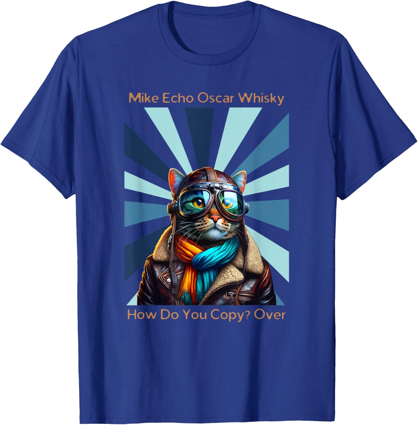 Cats Vintage Apparel Cat Pilot Mike Echo Oscar Whisky How Do You Copy , Small T-Shirt - T-Shirt | Royal