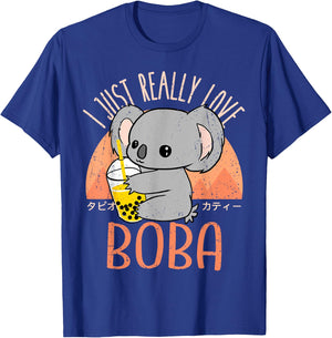 Kawaii Koala I Just Love Boba Bubble Tea T-Shirt - T-Shirt | Royal