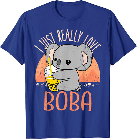 Kawaii Koala I Just Love Boba Bubble Tea T-Shirt - T-Shirt | Royal