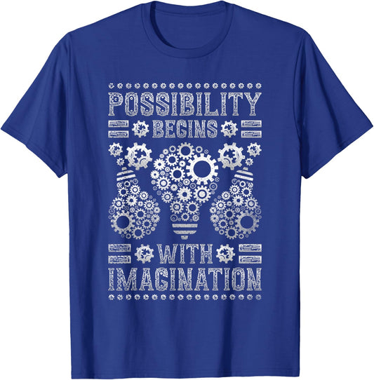 Possibility Begins With Imagination, Steampunk T-Shirt - T-Shirt | Royal