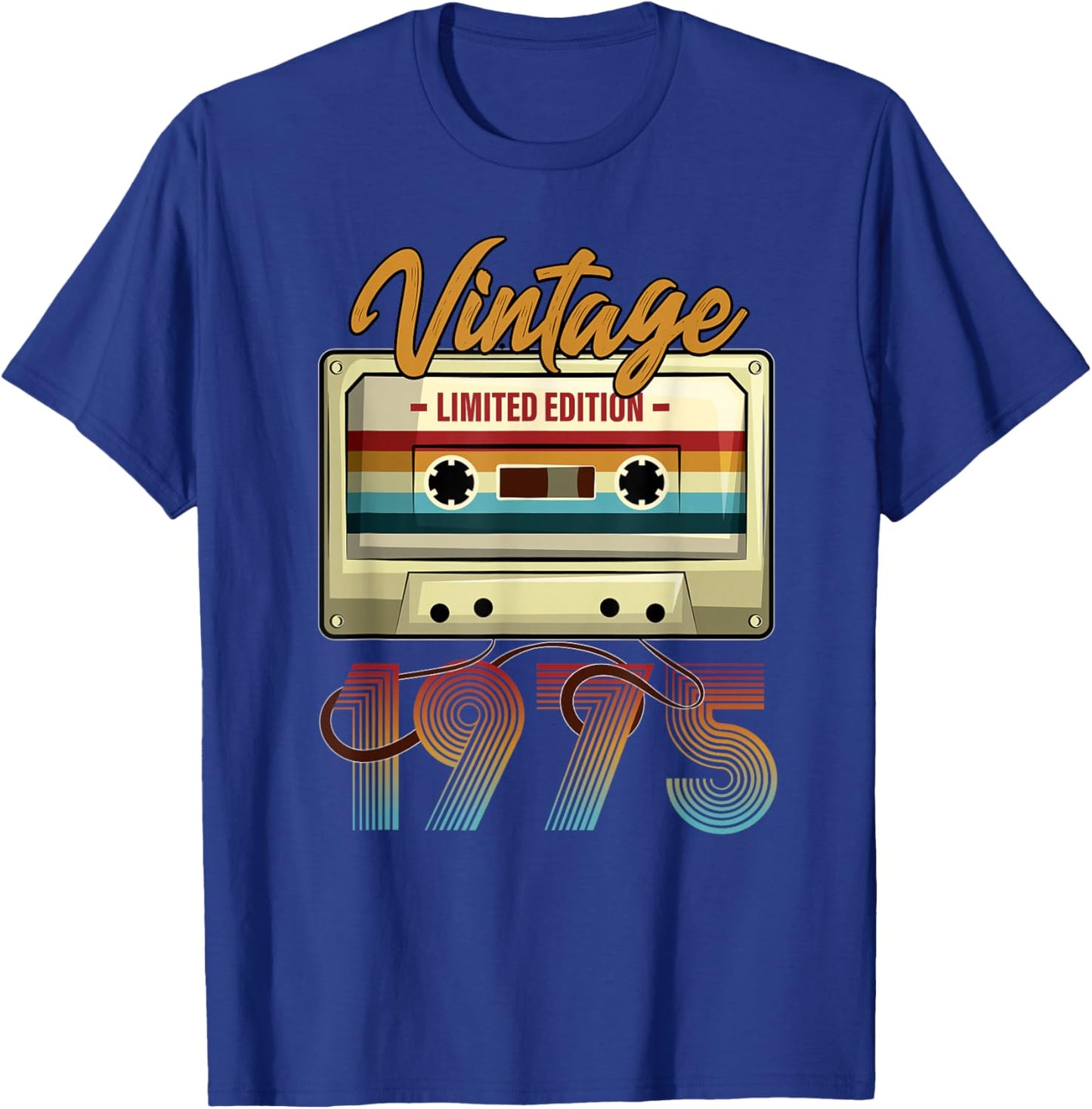 Vintage 1975 50th Birthday Cassette Tape Women B-Day T-Shirt - T-Shirt | Royal