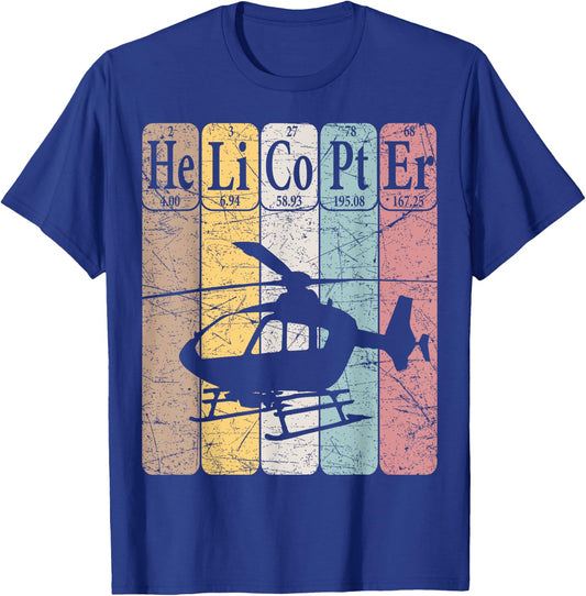 Helicopter Periodic Table Elements Aviation Helicopter Pilot T-Shirt - T-Shirt | Royal