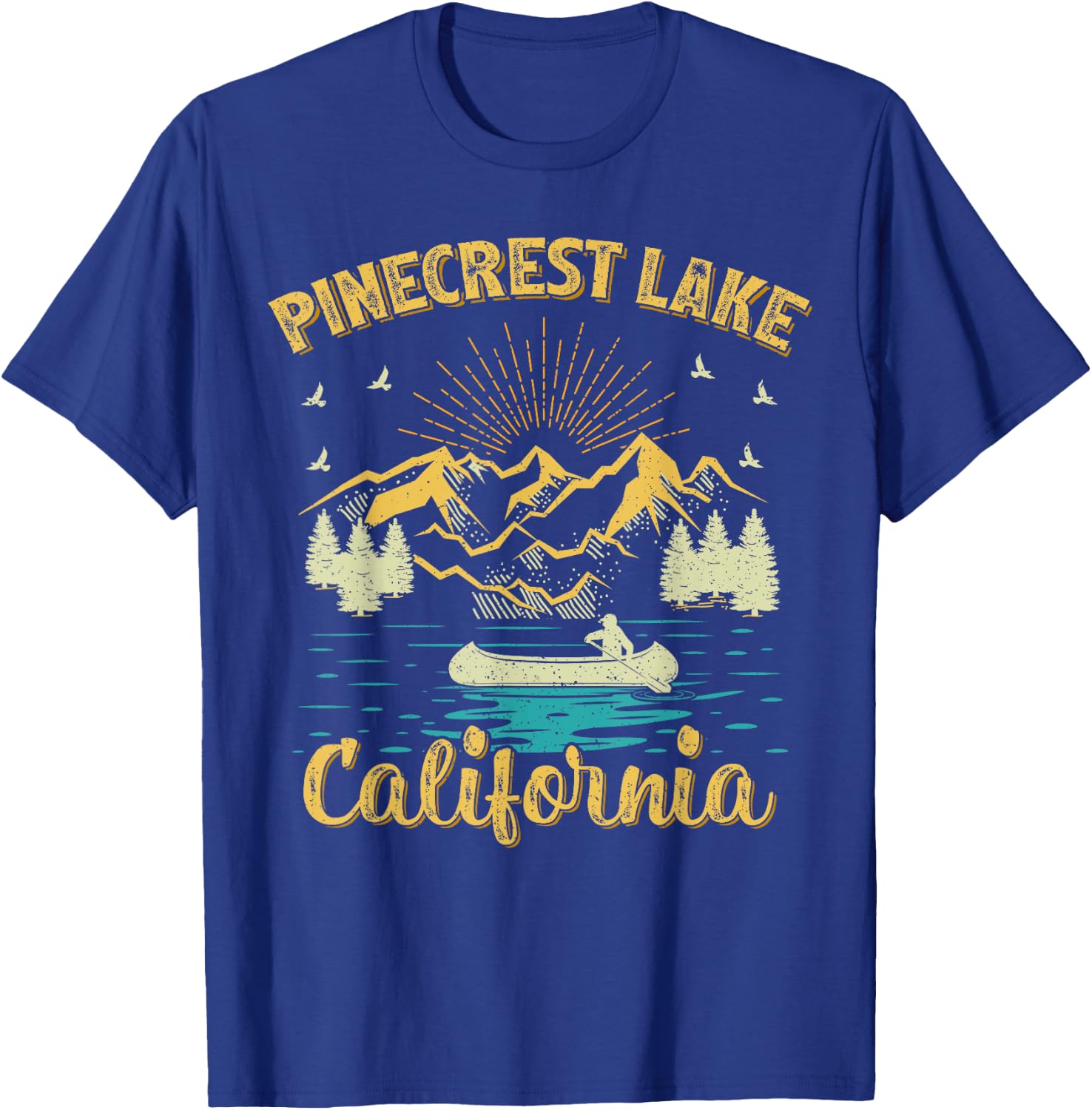 Summer Vacation Retro Mountain California Pinecrest Lake T-Shirt - T-Shirt | Royal
