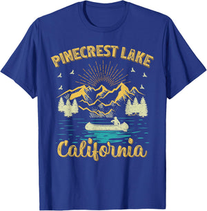 Summer Vacation Retro Mountain California Pinecrest Lake T-Shirt - T-Shirt | Royal
