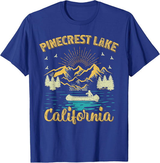 Summer Vacation Retro Mountain California Pinecrest Lake T-Shirt - T-Shirt | Royal