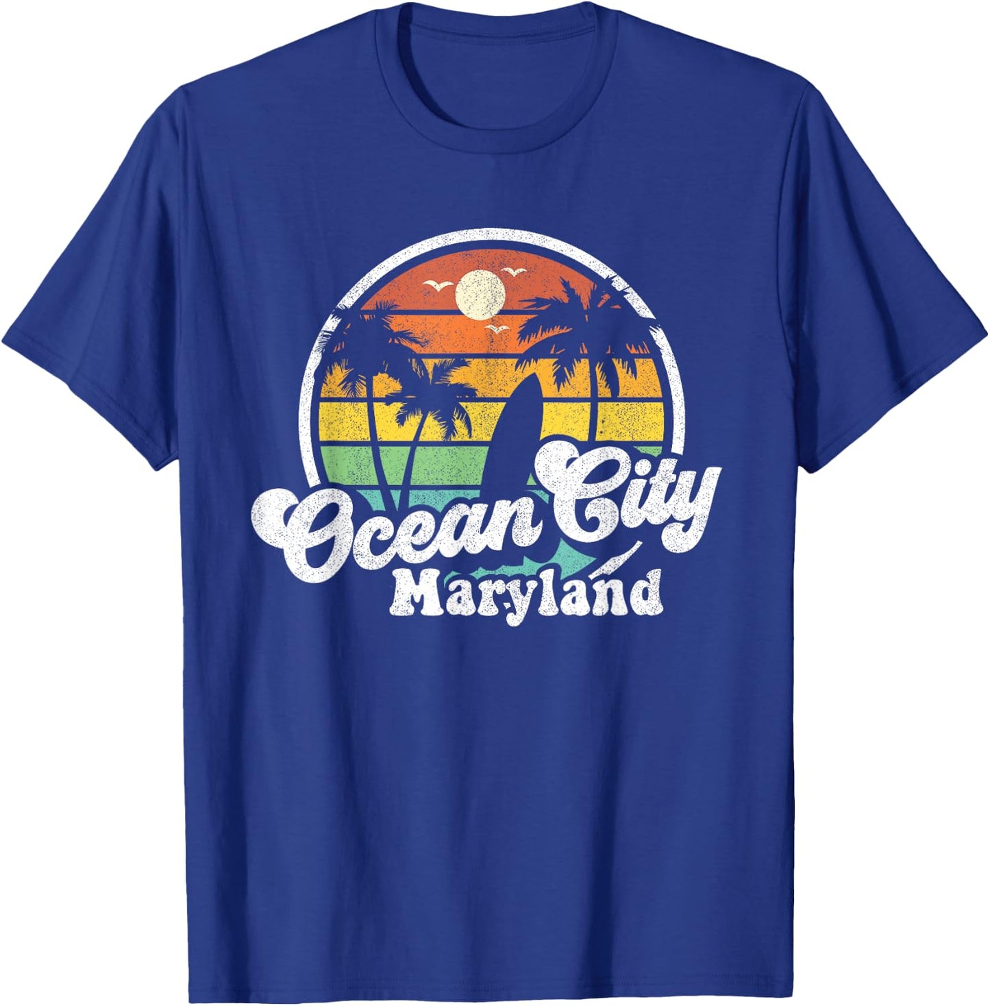 Ocean City Maryland Beach Vacation Retro Surfing Summer Gift T-Shirt - T-Shirt | Royal