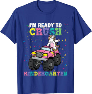Kids I'm Ready to Crush Kindergarten Unicorn Monster Truck Girls T-Shirt - T-Shirt | Royal