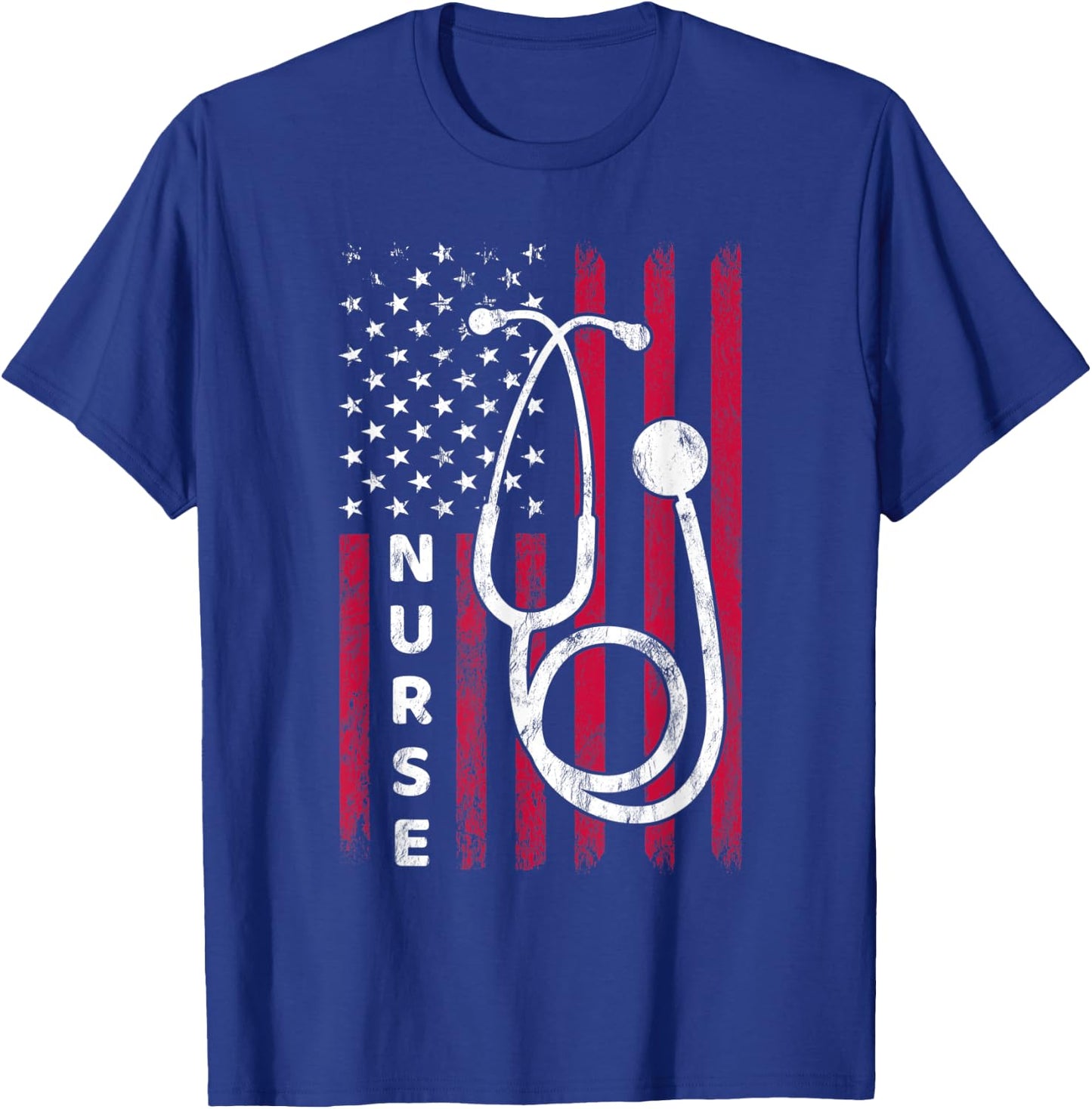 Nurse Nursing American Flag Patriotic Fourth Of July T-Shirt - T-Shirt | Royal