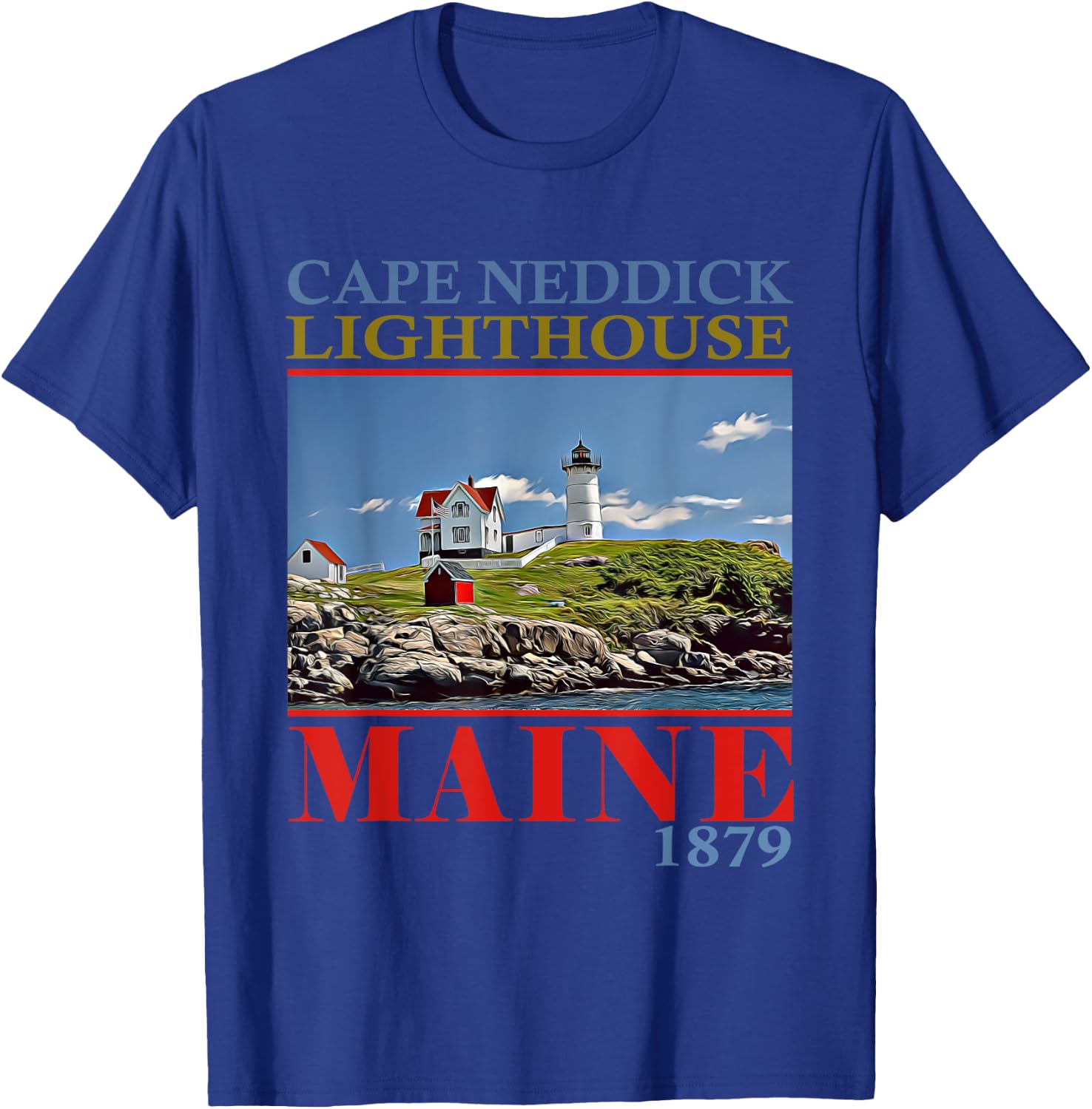 Cape Neddick Lighthouse Maine 1879 Design T-Shirt - T-Shirt | Royal