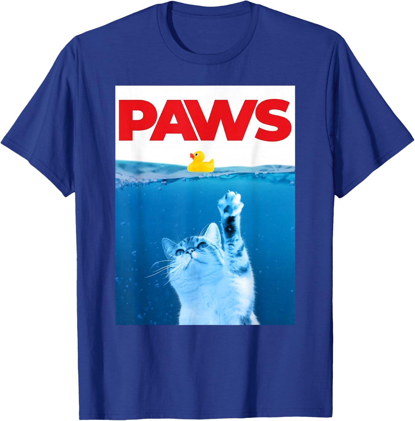 PAWS Cat Yellow Rubber Duck Paws Parody Funny Cat Lover T-Shirt - T-Shirt | Royal