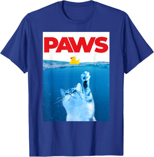 PAWS Cat Yellow Rubber Duck Paws Parody Funny Cat Lover T-Shirt - T-Shirt | Royal