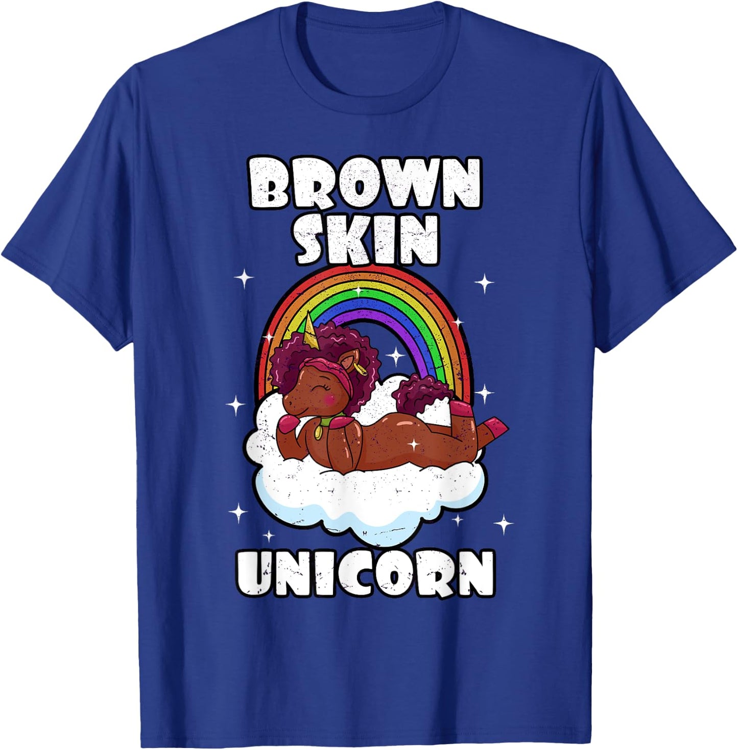 African American Black Woman Brown Skin Unicorn Afro T-Shirt - T-Shirt | Royal