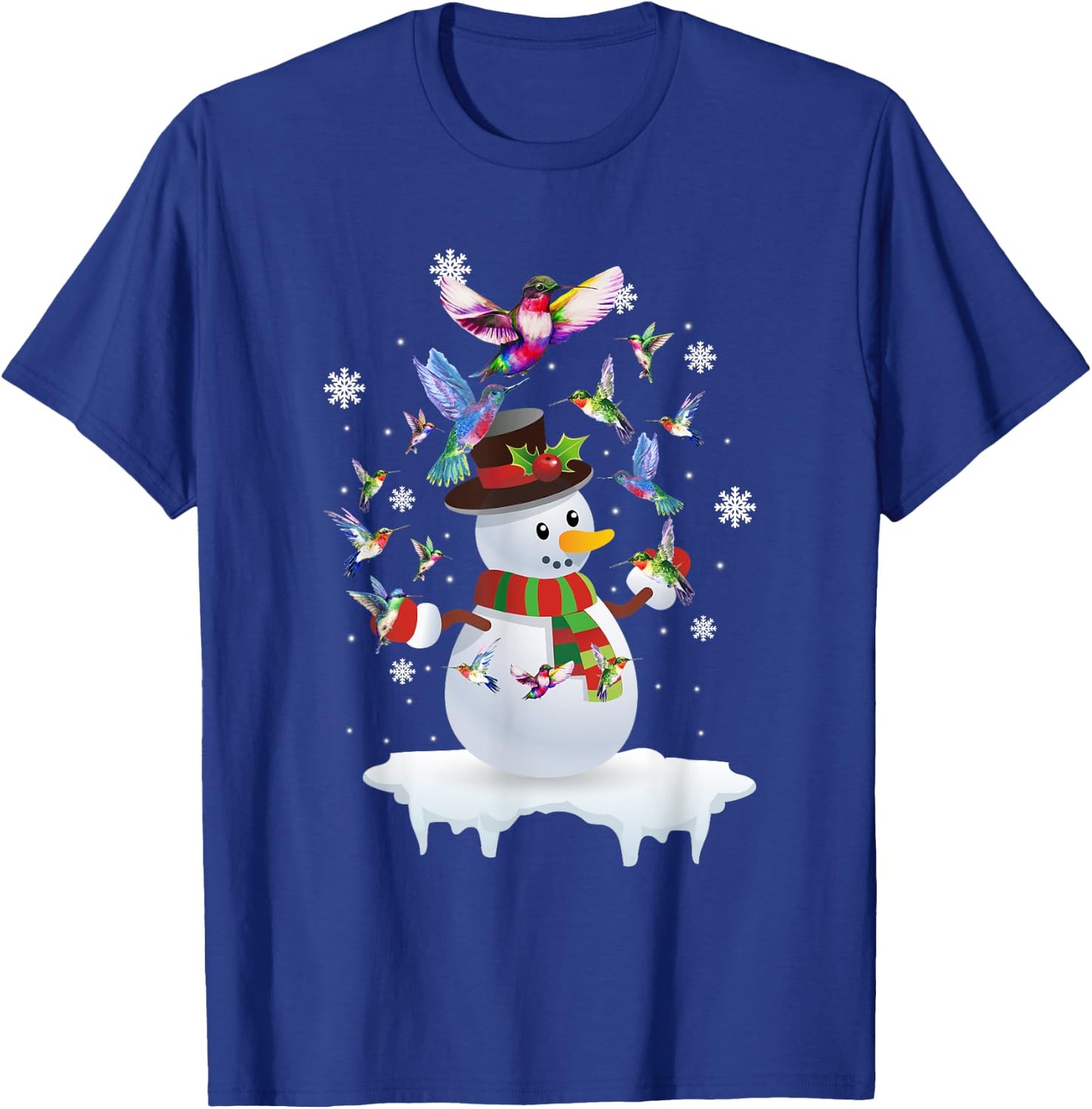Hummingbirds Snowman Funny Christmas Animal Bird Lovers T-Shirt - T-Shirt | Royal