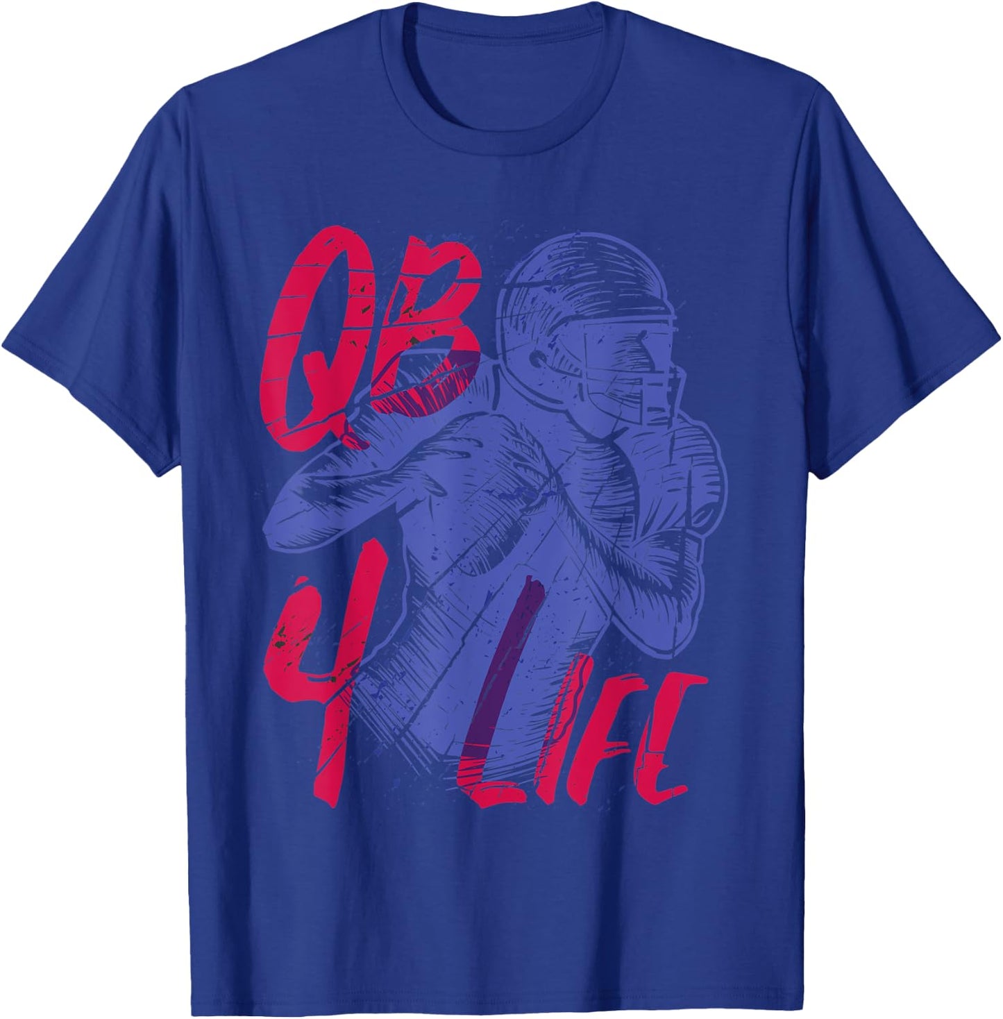 American Football Team Player QB for life Quarterback Gift T-Shirt - T-Shirt | Royal
